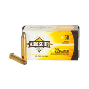ARMSCOR 22 WMR 40gr Jacketed Hollow Point Ammunition | 50 Rounds