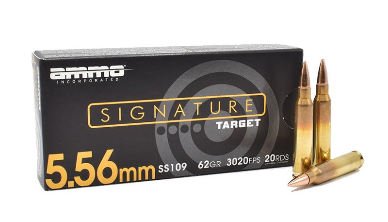 Ammo Inc Signature 5.56x45mm Ammo 62gr FMJ, 20rd - 556062SS109-A20