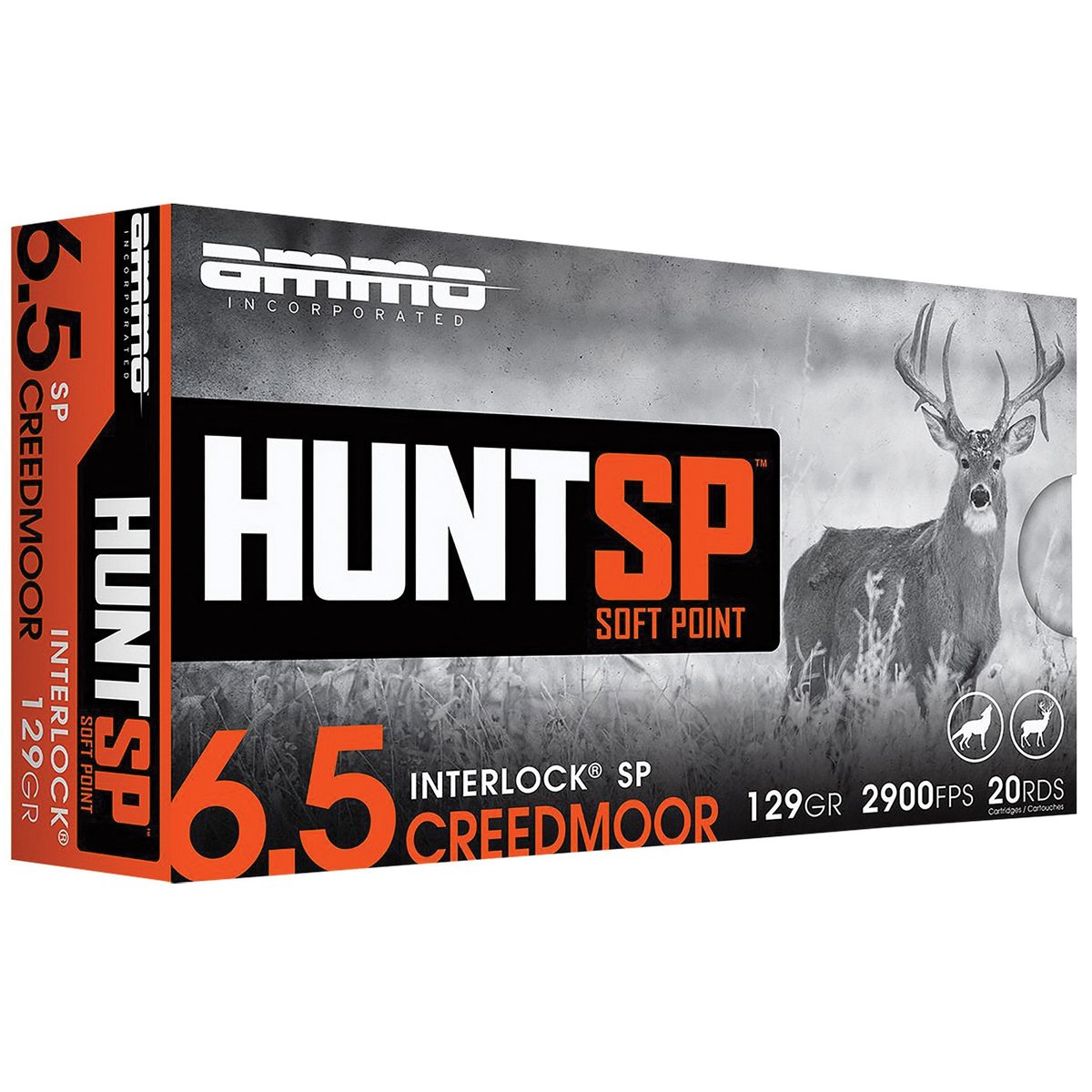 Ammo Inc Hunt 6.5 Creedmoor 129 gr SP 20rds Rifle Ammo for Precision Accurate Hunting - 65CM129SPA20