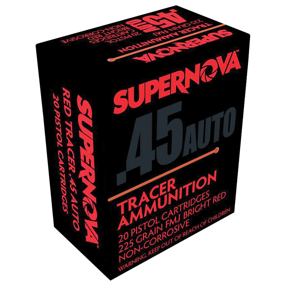 Supernova Tracers .45 ACP 225 gr FMJ 20rds Handgun Ammo for High-Performance Target Practice - PMSN45ACR