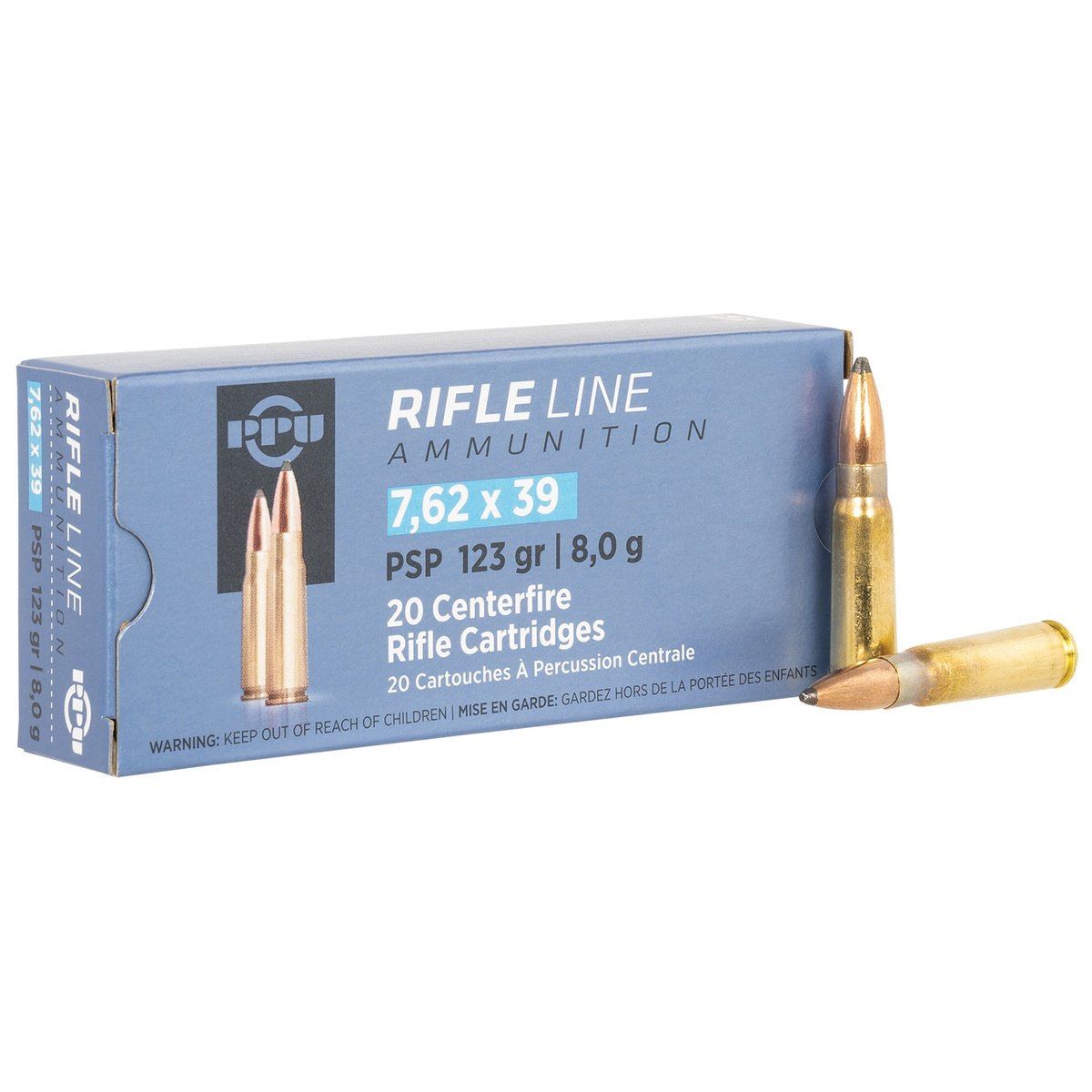 PPU USA Metric Rifle 7.62x39mm 123 gr PSP 20rds Rifle Ammo for Pointed Soft Point and Versatile Use - PP739P