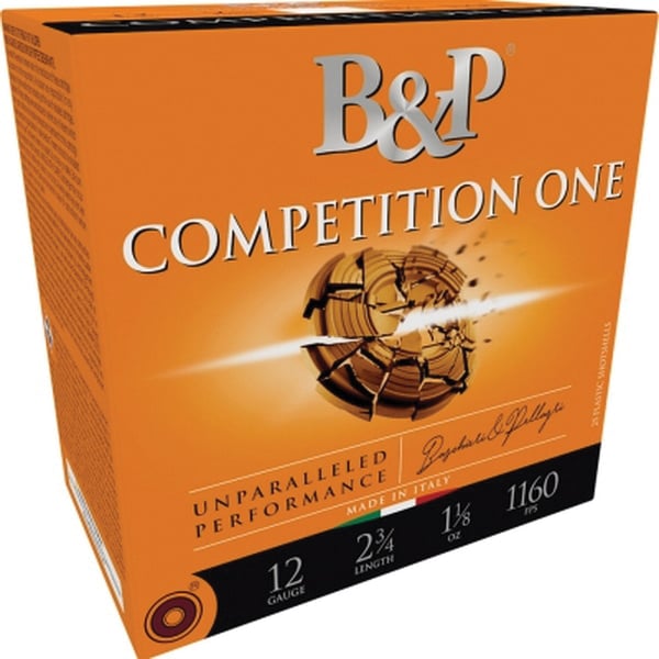 B&P Competition One 12 Gauge 2-3/4" #8 1-1/8 oz 25rds Shotshell - Premium High-Performance Clay Target Ammunition - 12B18CP9
