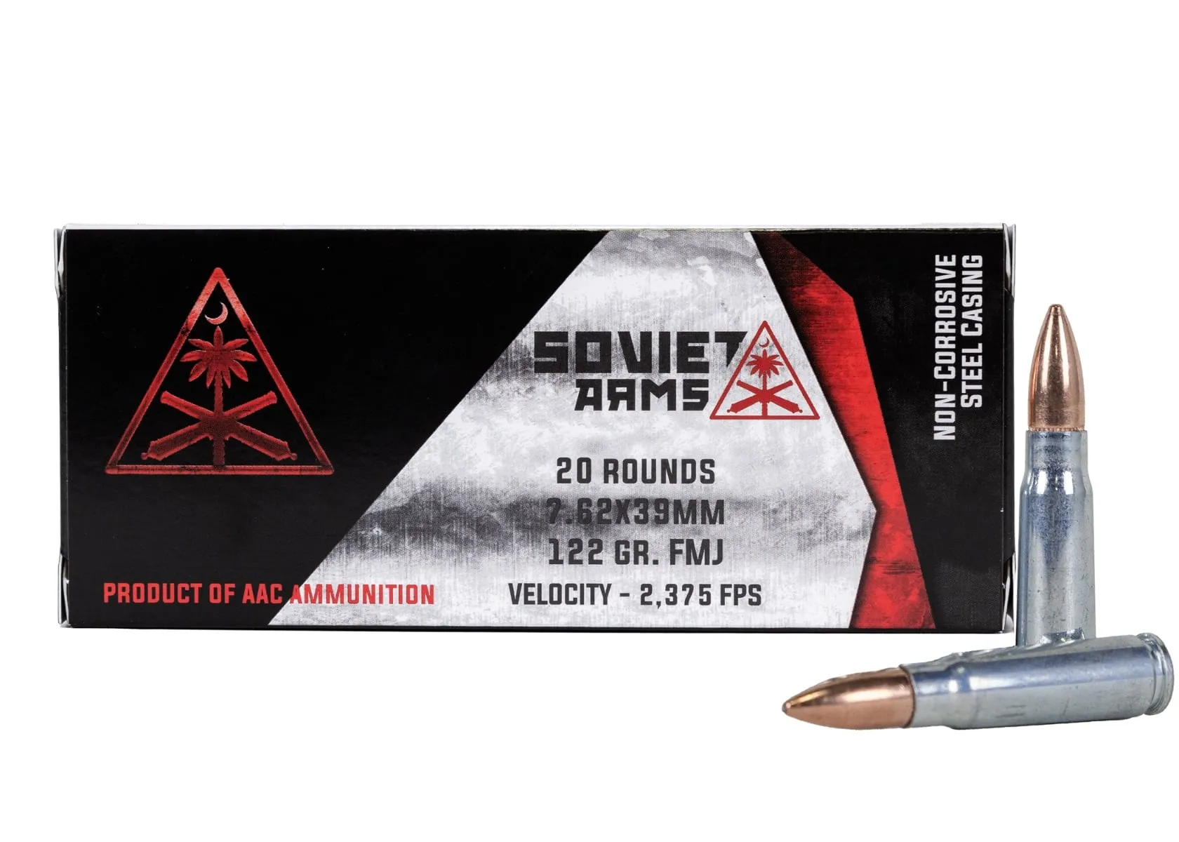 AAC "Soviet Arms" 7.62x39mm 122 Grain FMJ SSSC Ammunition, 20rds