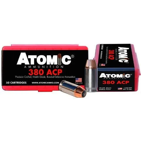 Atomic .380 ACP Ammunition 90GR Hollow Point 50Rds