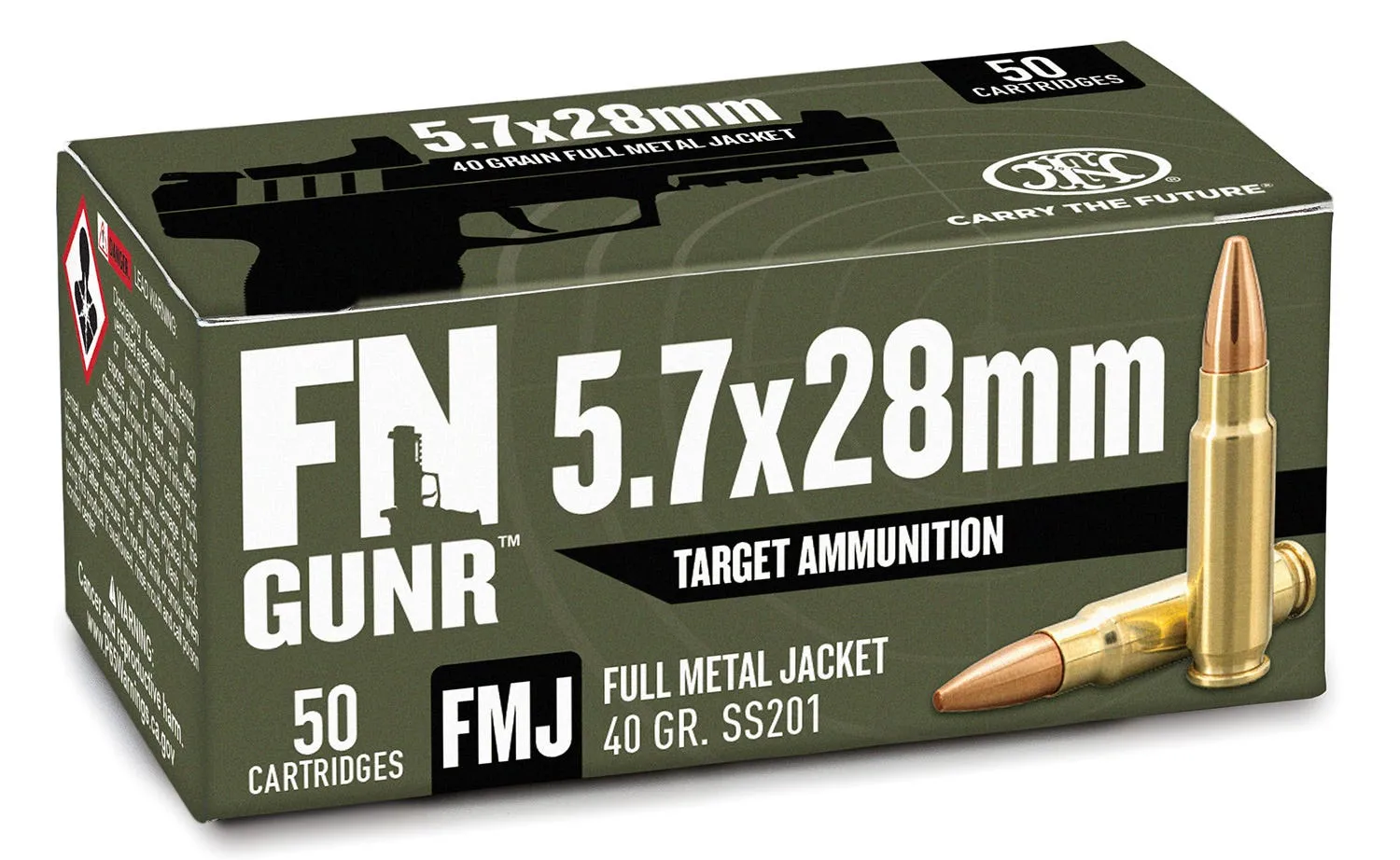 FN GUNR Brass 5.7 X 28 40 Grain 50-Rounds FMJ