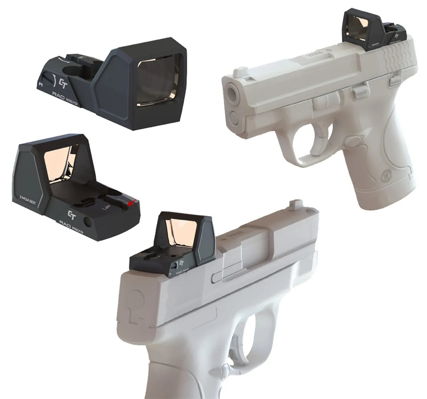 Crimson Trace Rad Micro Open Reflex Red Dot Sight 3 MOA RMSc Footprint