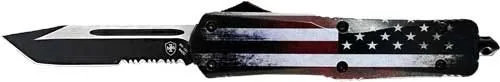 Templar Knife Large OTF Red / White / Blue 3.5 Serrated Tanto Blade