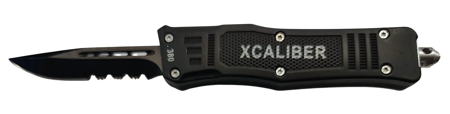 Xcaliber Knife Company 380 ACP OTF Knife - 2.75 Part Serrated 440C Blade