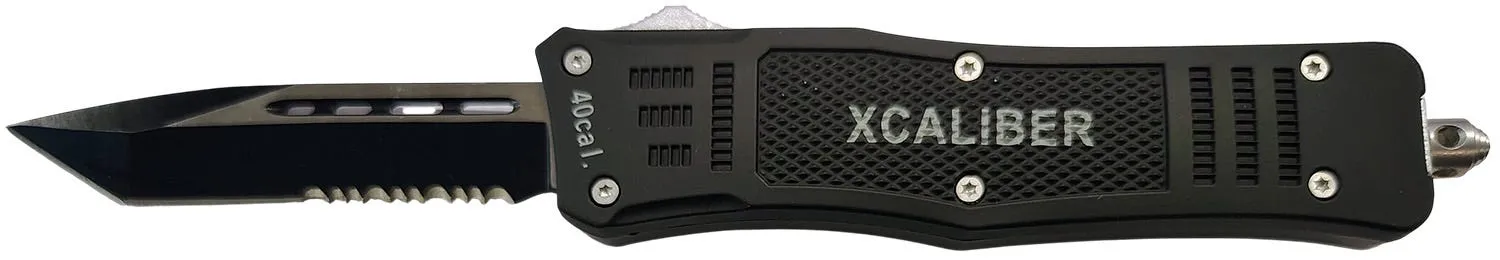 Xcaliber Knife Company 40 Cal Steel 3.25 OTF Partially Serrated Tanto 440C Blade
