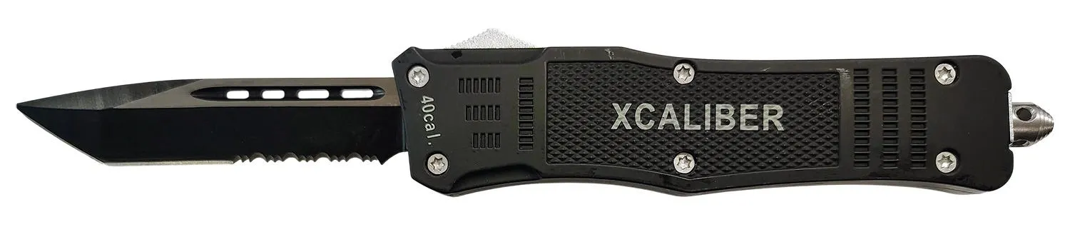 Xcaliber Knife Company 40 Cal 3.8 OTF Tanto Part Serrated 440C Blade