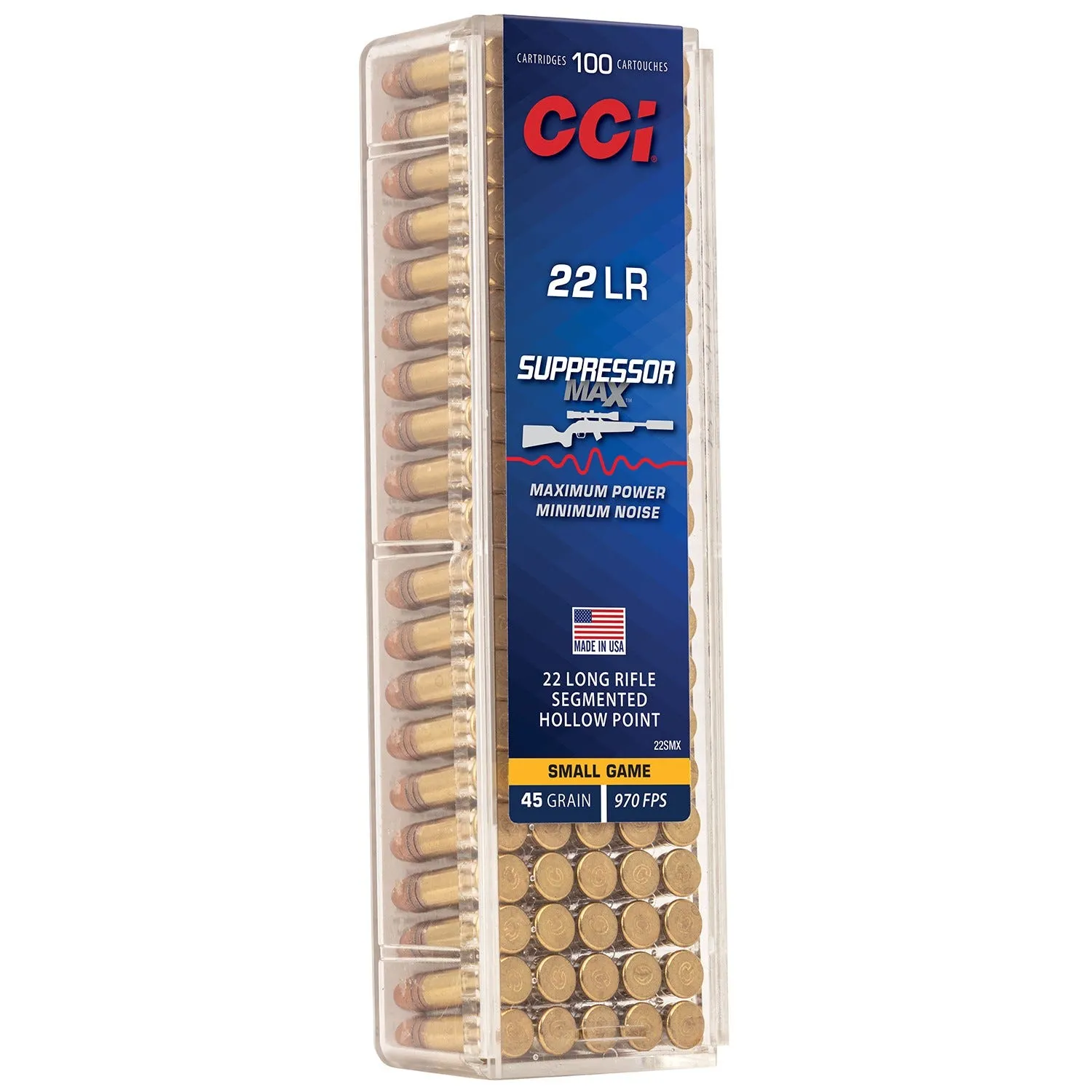 CCI Ammunition Suppressor Max .22 LR 45 Grain 100-Rounds SHP
