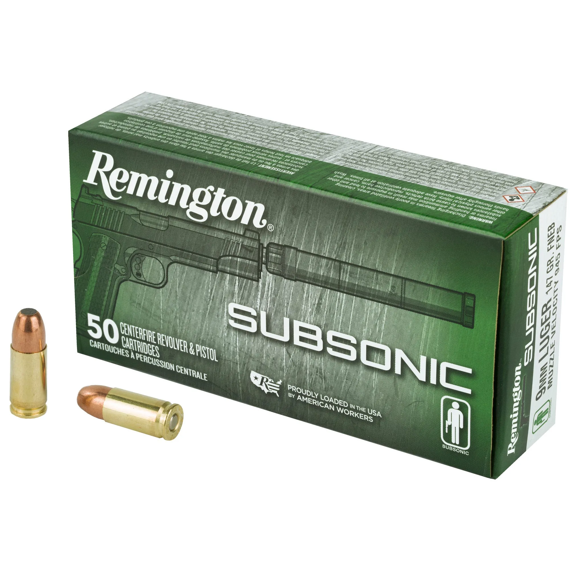Advanced Armament Corp Subsonic Brass 9mm 147-Grain 50-Rounds FNEB