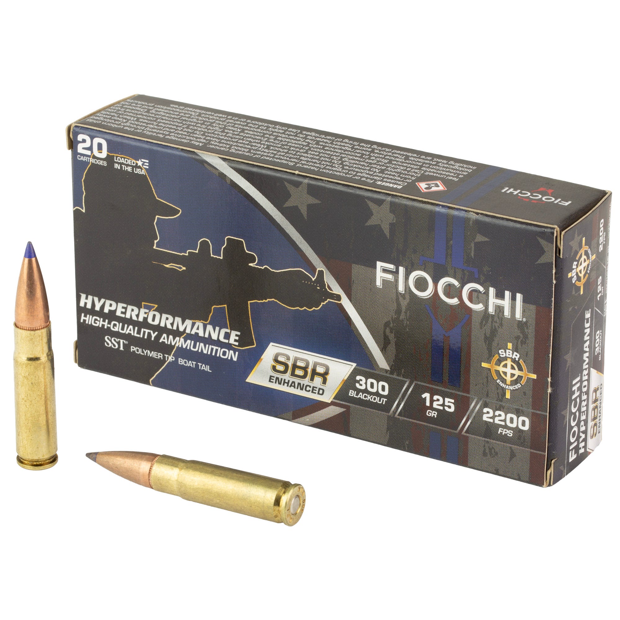 Fiocchi Hyperformance SBR Enhanced Brass .300 AAC Blackout 125 Grain 20-Rounds SST