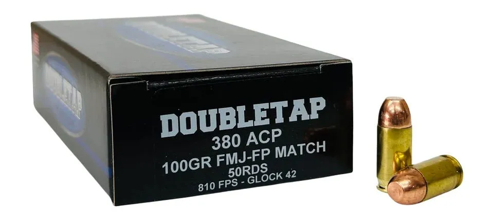 DoubleTap Handgun Ammunition .380 ACP 100 Grain 50-Rounds FMJFP