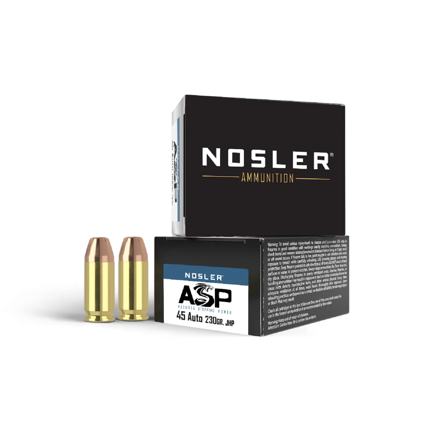 Nosler Match Grade Brass .45 ACP 230 Grain 20-Rounds JHP ASP