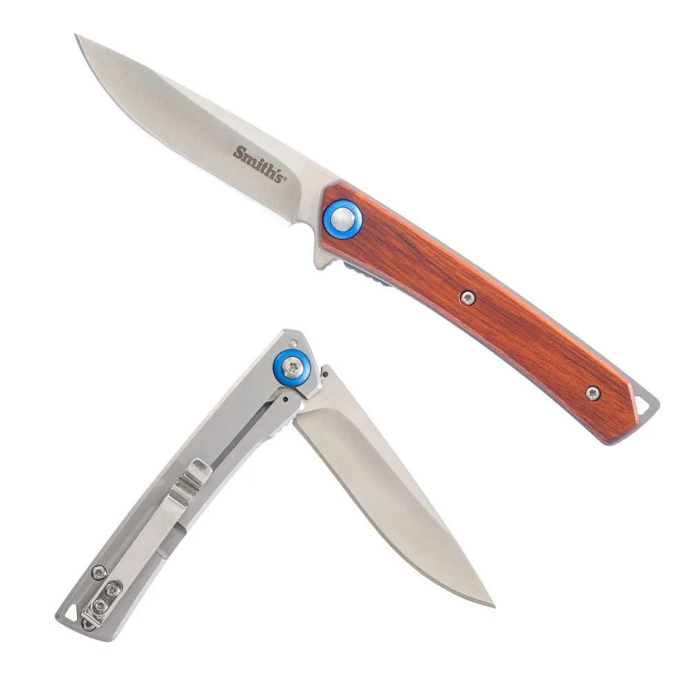 Smith s Ecesis Wood 3 Drop Point Flipper Knife