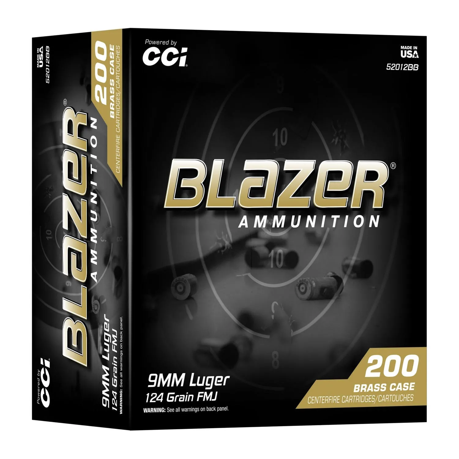 CCI Ammunition Blazer Brass 9mm 124 Grain 200-Rounds FMJ