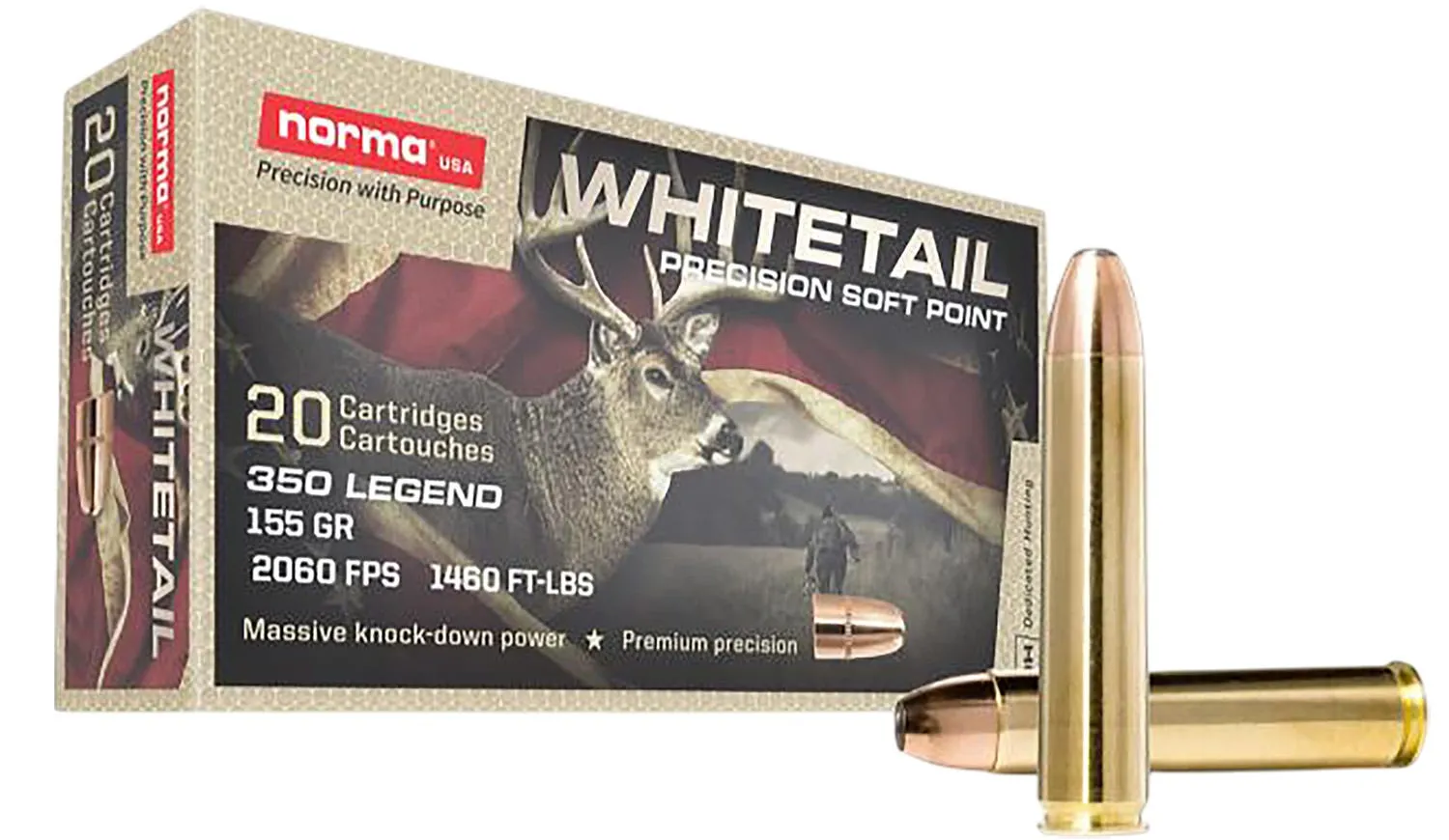 Norma Whitetail Brass .350 Legend 155 Grain 20-Rounds PSP