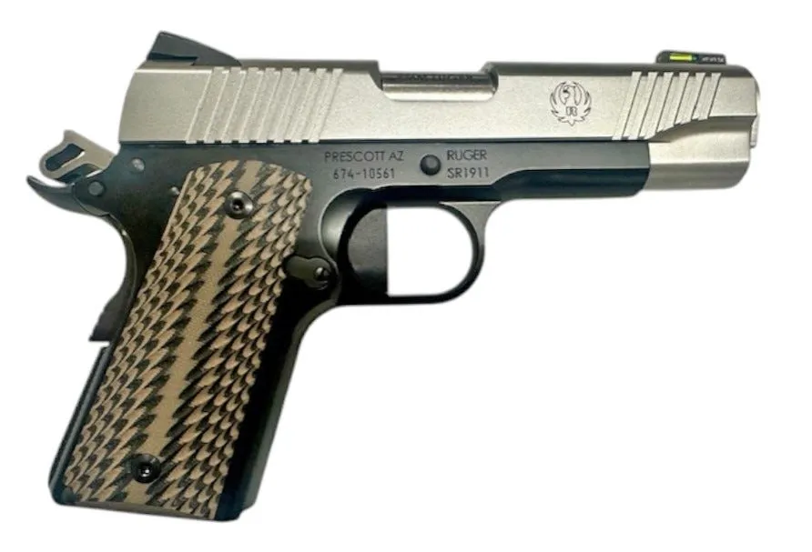 Ruger SR1911 Black / Stainless 9mm 4.25 Barrel 7-Rounds w/ G10 Desert Brown Grips