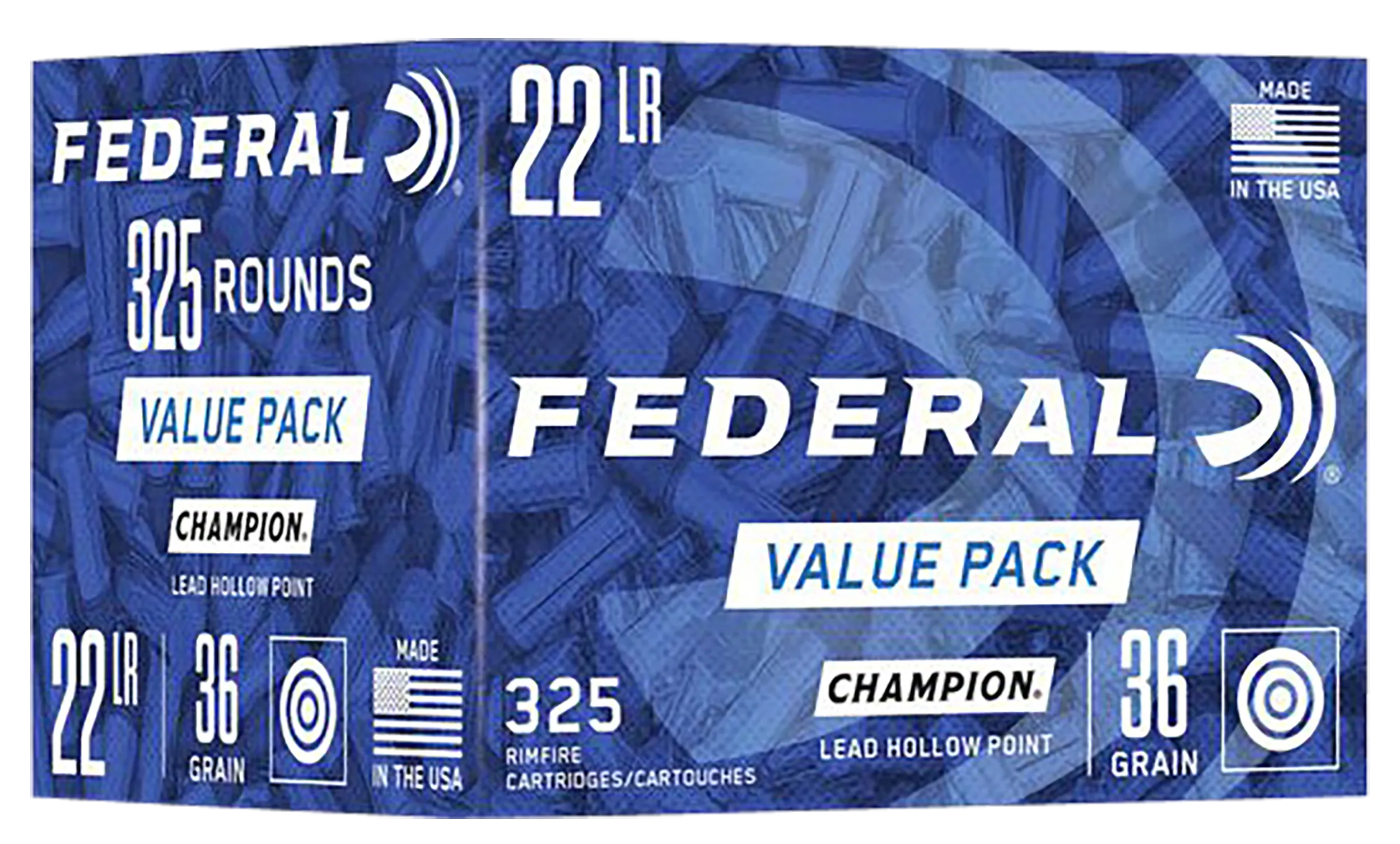 Federal Champion Training Value Pack Brass .22 LR 36 Grain 325-Rounds LHP