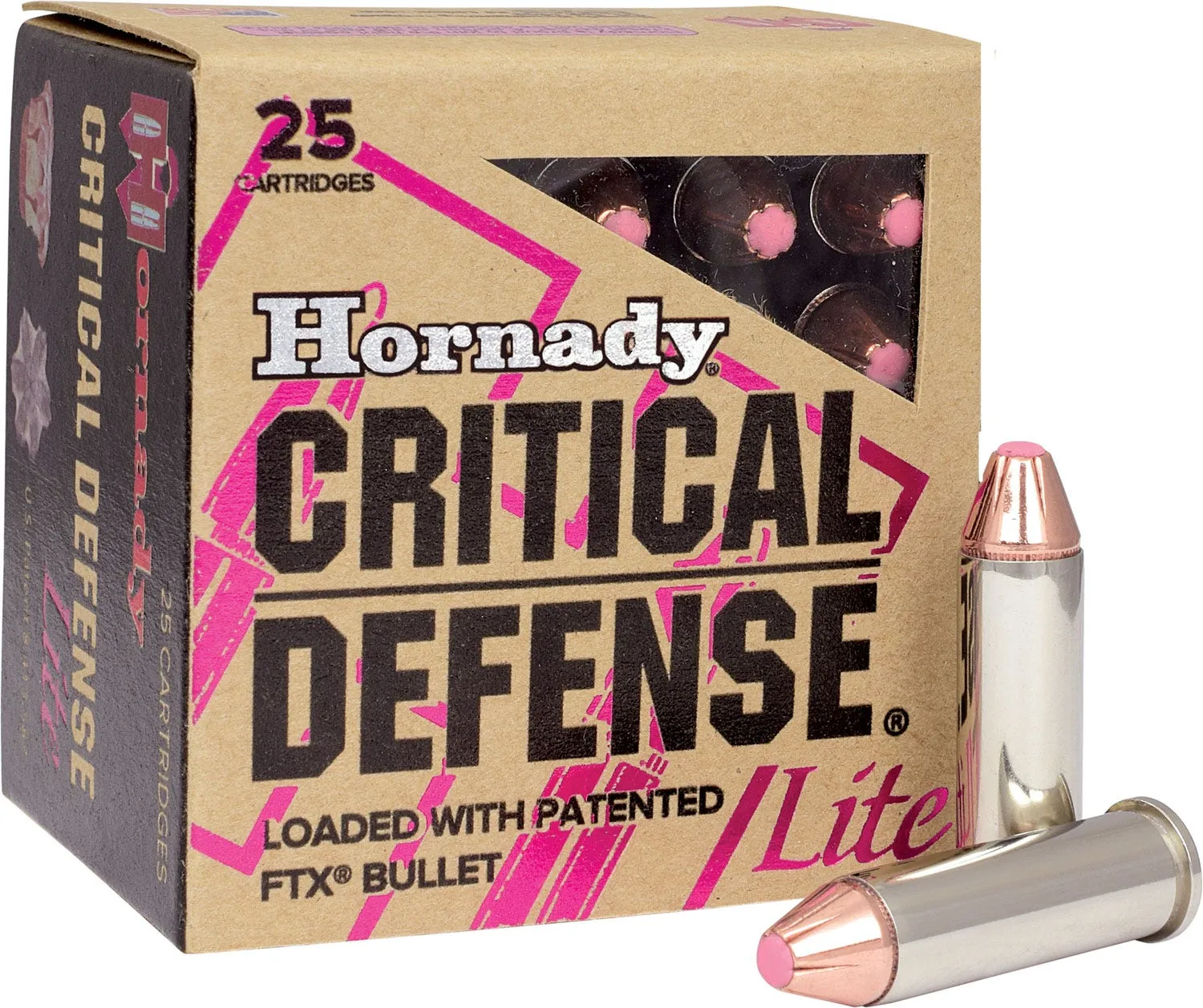 Hornady Critical Defense Lite Nickel Plated Brass 9mm 100 Grain 25-Rounds FTX