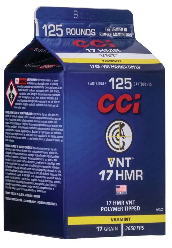 CCI Ammunition Varmint VNT Bulk .17 HMR 17-Grain 125-Rounds VT