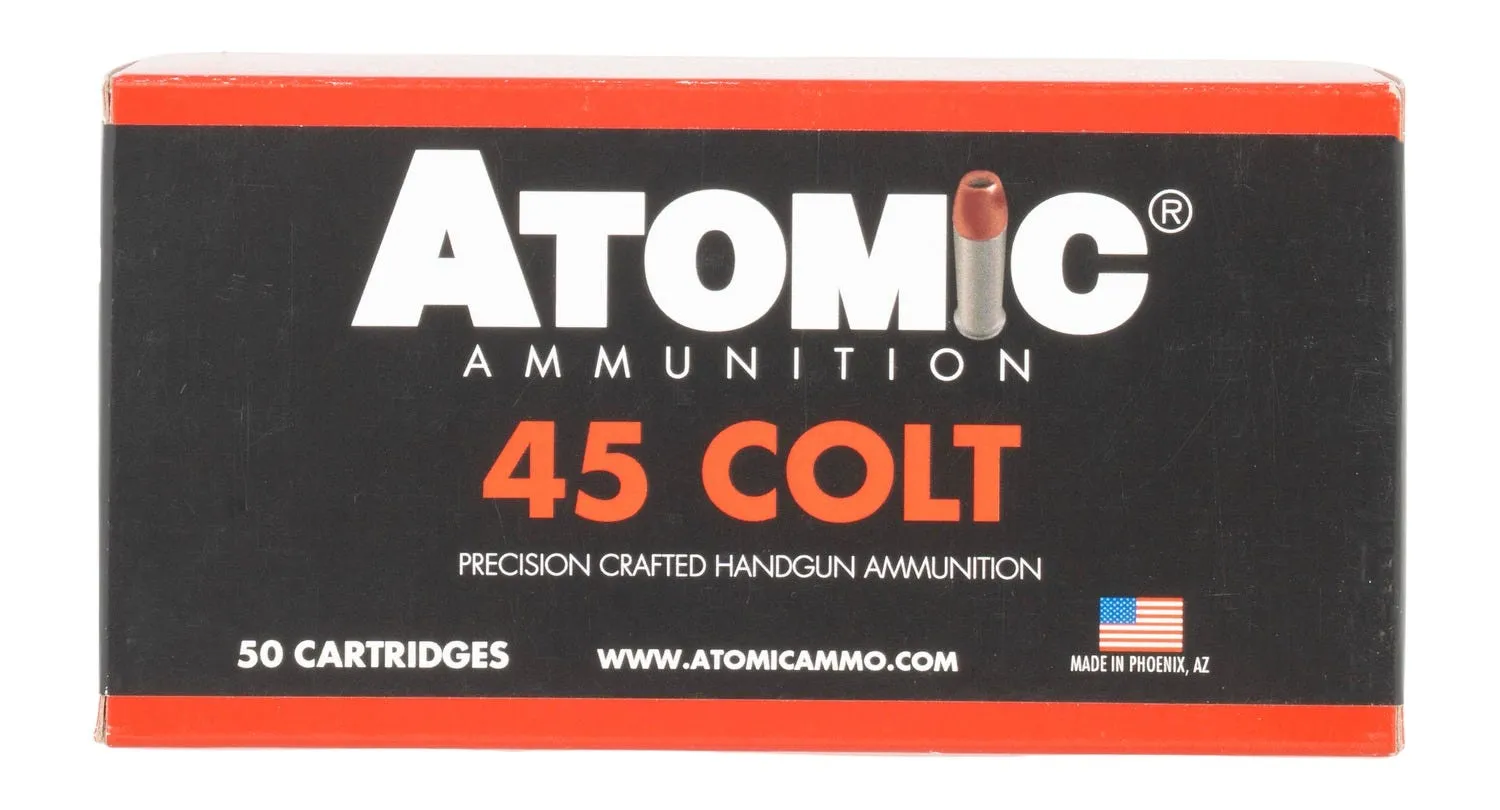 Atomic Handgun Ammunition Nickel Plated Brass .45 Colt 250 Grain 50-Rounds HP