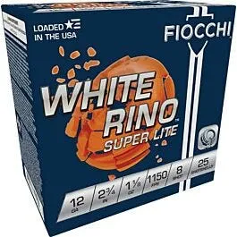 Fiocchi White Rino 12 GA-2.75 #8 Shot 1-1/8 oz 25-Rounds