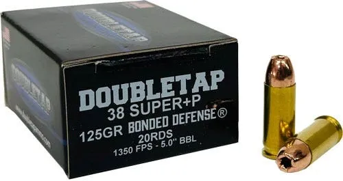 DoubleTap Bonded Defense .38 Super 125 Grain 20-Rounds JHP