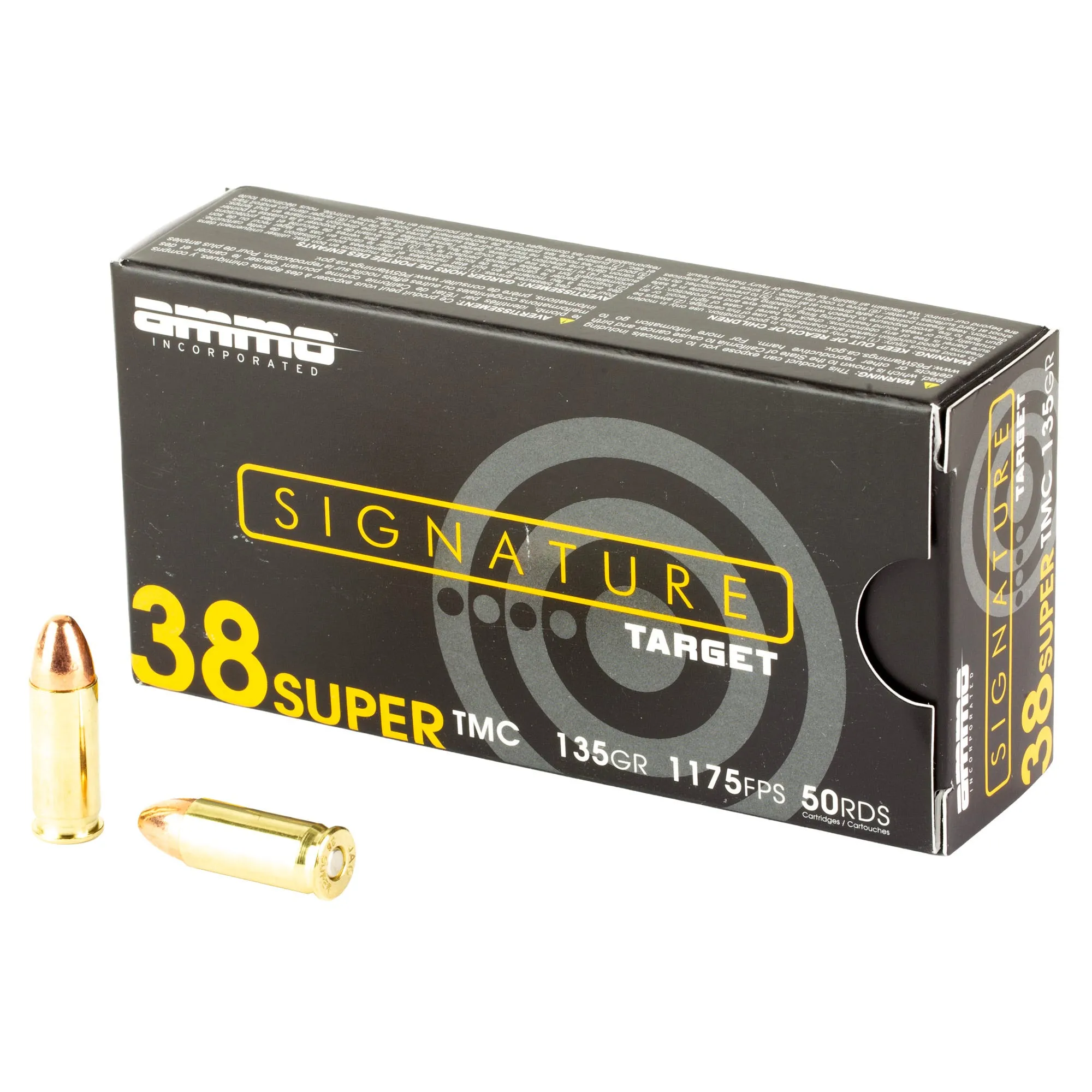 Ammo Inc. Signature Target Brass .38 Super 135 Grain 50-Rounds TMC