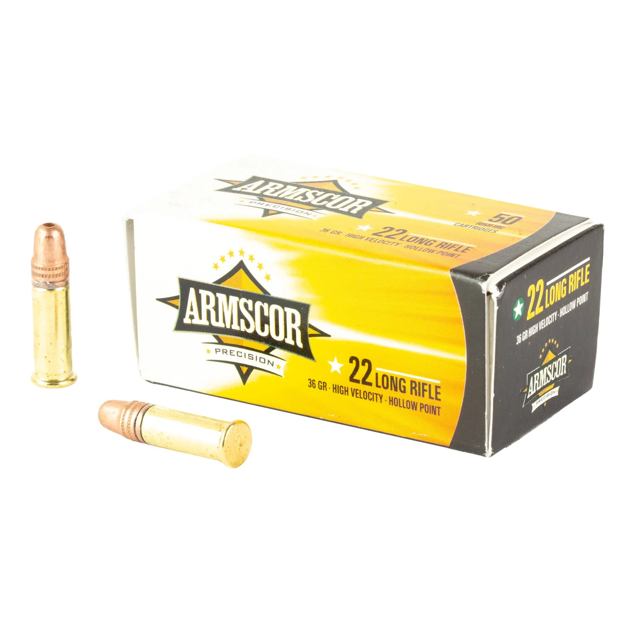 Armscor High Velocity Ammo Brass .22 LR 36-Grain 50-Rounds CPHP