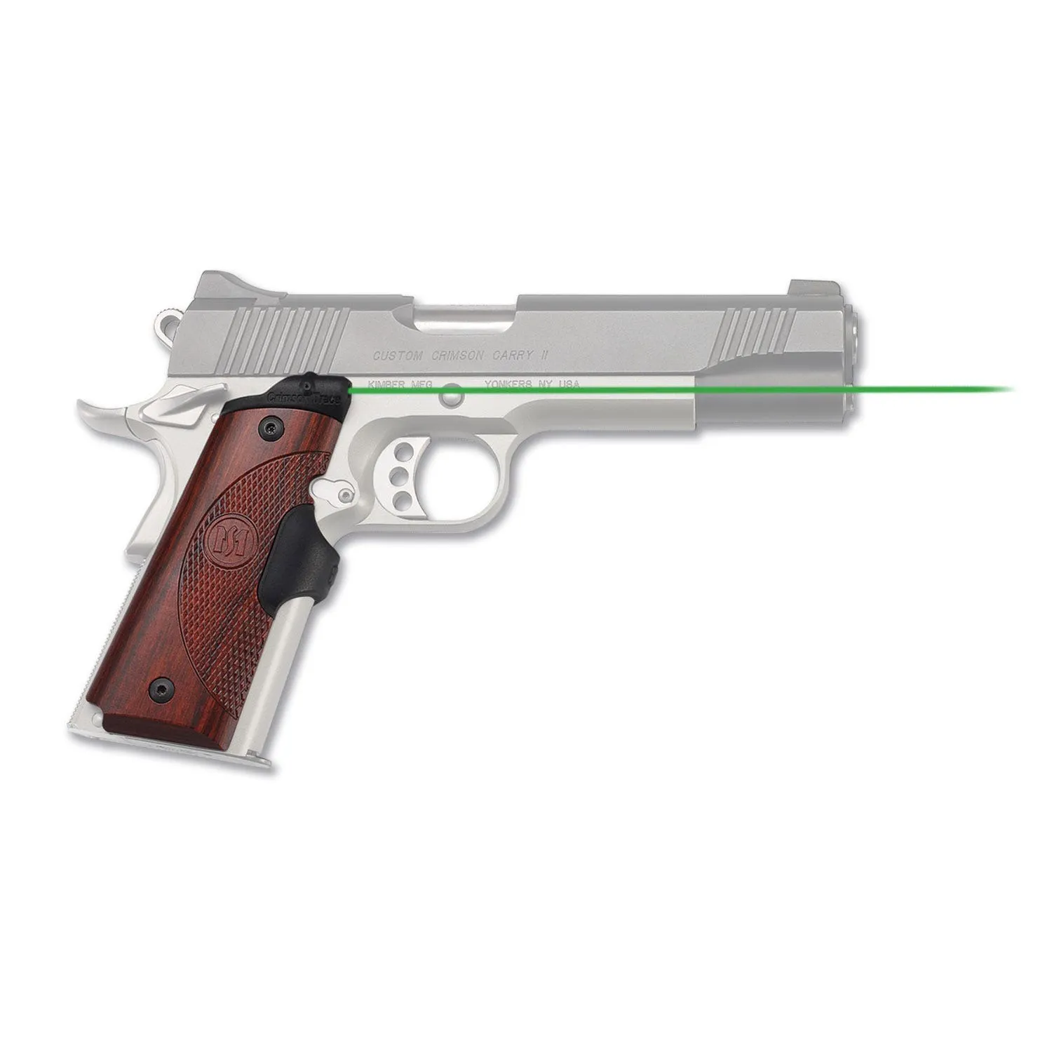 Crimson Trace Corporation Master Series LaserGrip Fits 1911 Government/Commander Natural Rosewood Micro-Compact Diode Fits Ambi-Safety Models Front Activation