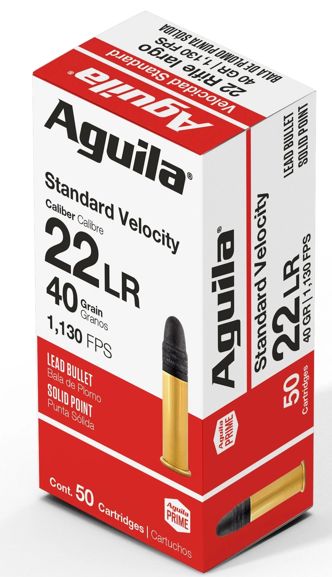 Aguila Standard Velocity Brass .22 LR 40 Grain 50-Rounds LRN