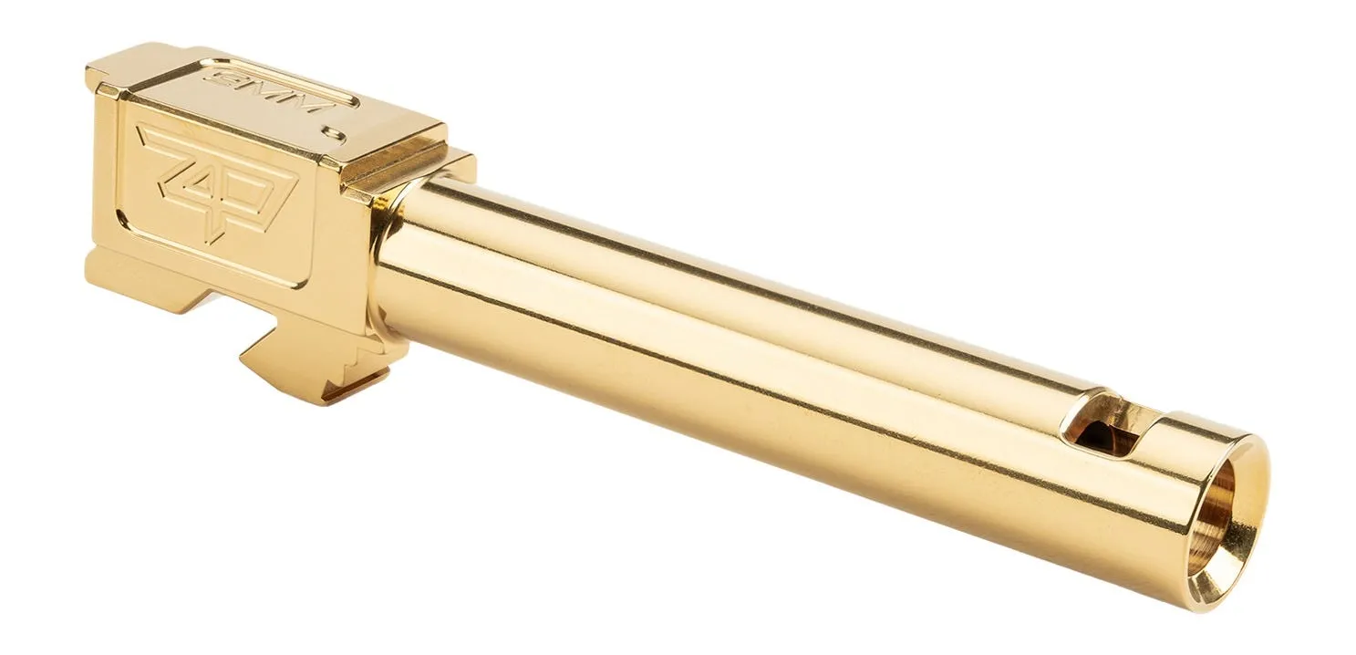 Zaffiri Precision Integrated Blowhole System Barrel Gold TiN / Stainless 3.89 Barrel for Glock 19 Gen3
