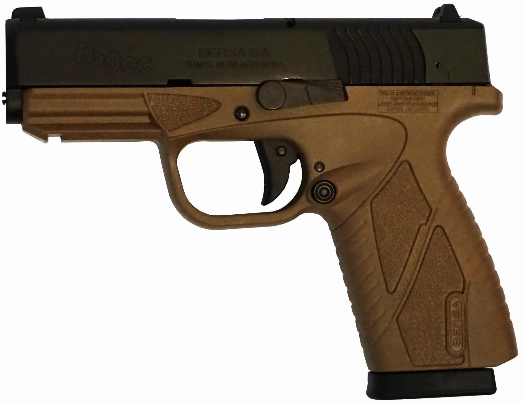 Bersa BPCC Concealed Carry Flat Dark Earth / Black 9mm 3.3 Barrel 8-Rounds