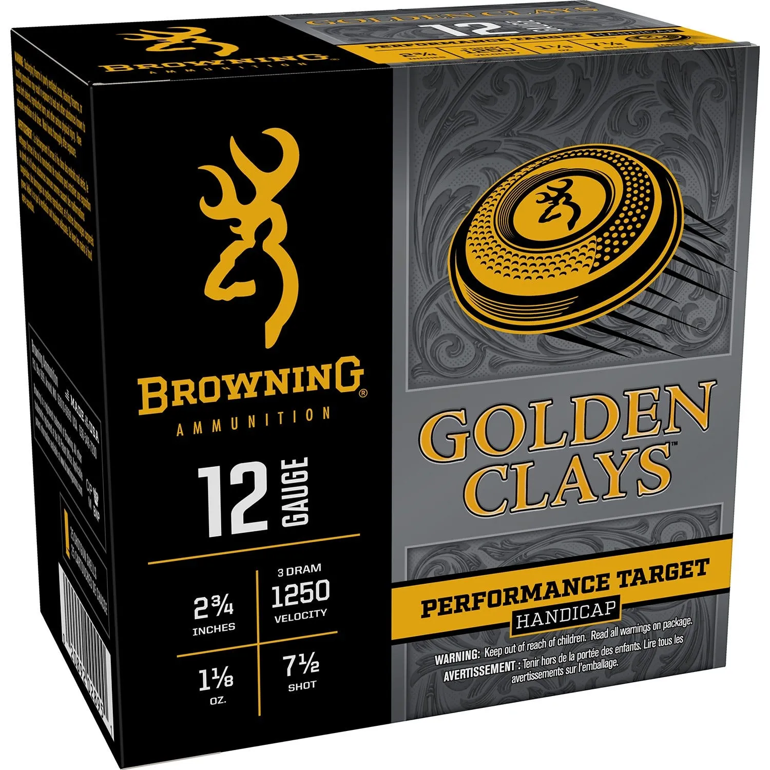 Browning Golden Clays HA 12 GA-2.75 #7.5 Shot 1-1/8 oz 25-Rounds