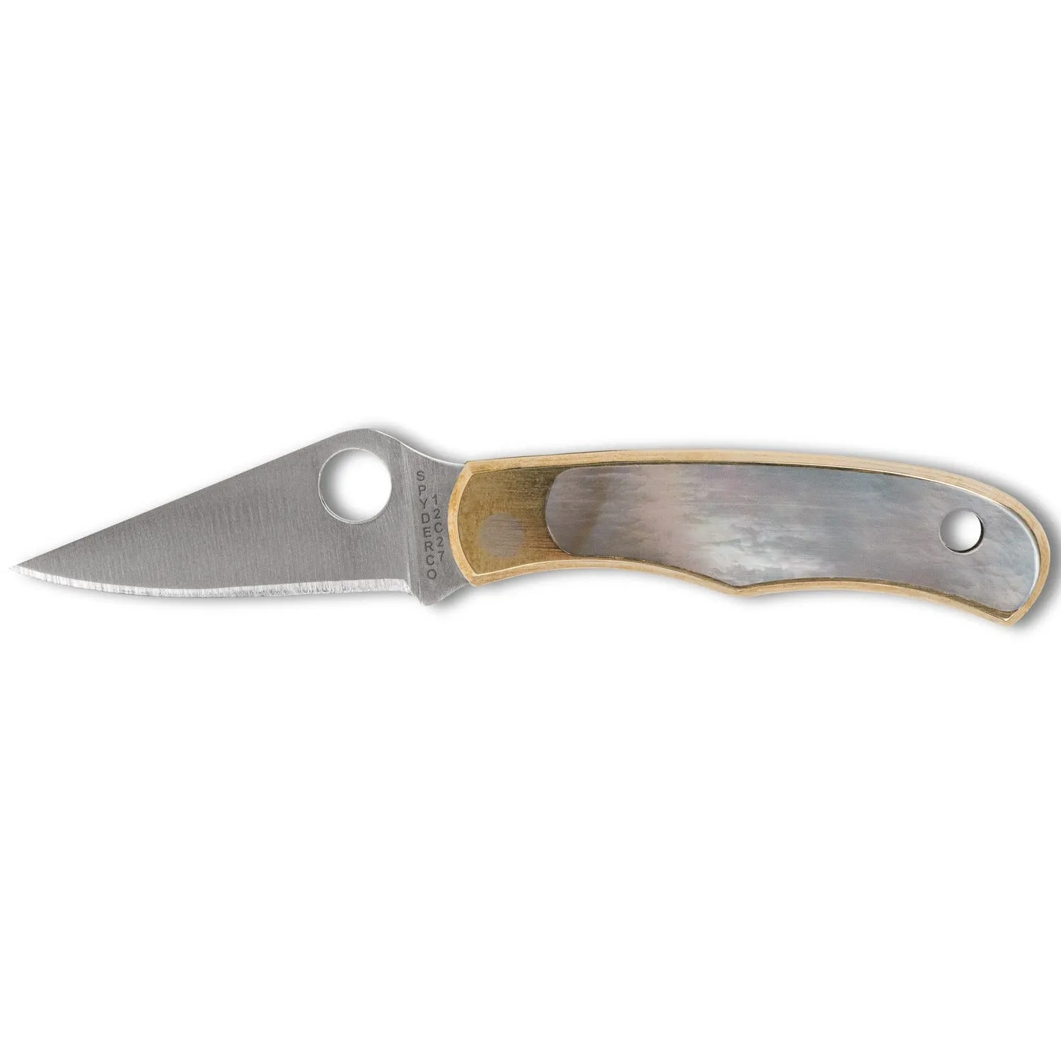 Spyderco Bug Silver Abalone 1.25 Plain Edge 12C27 Blade