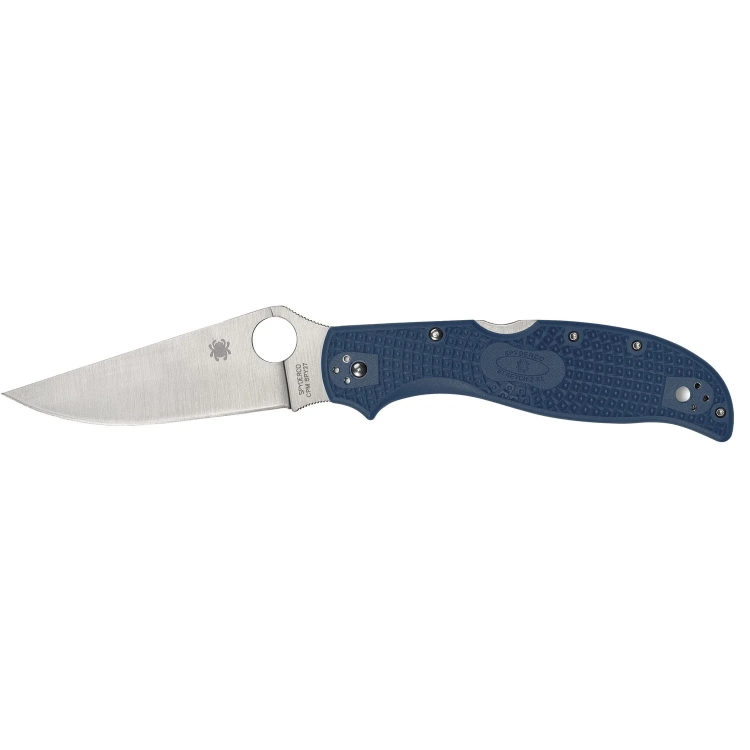 Spyderco Stretch 2 XL Blue Folding Knife 3.99 Plain Edge CPM SPY27 Blade