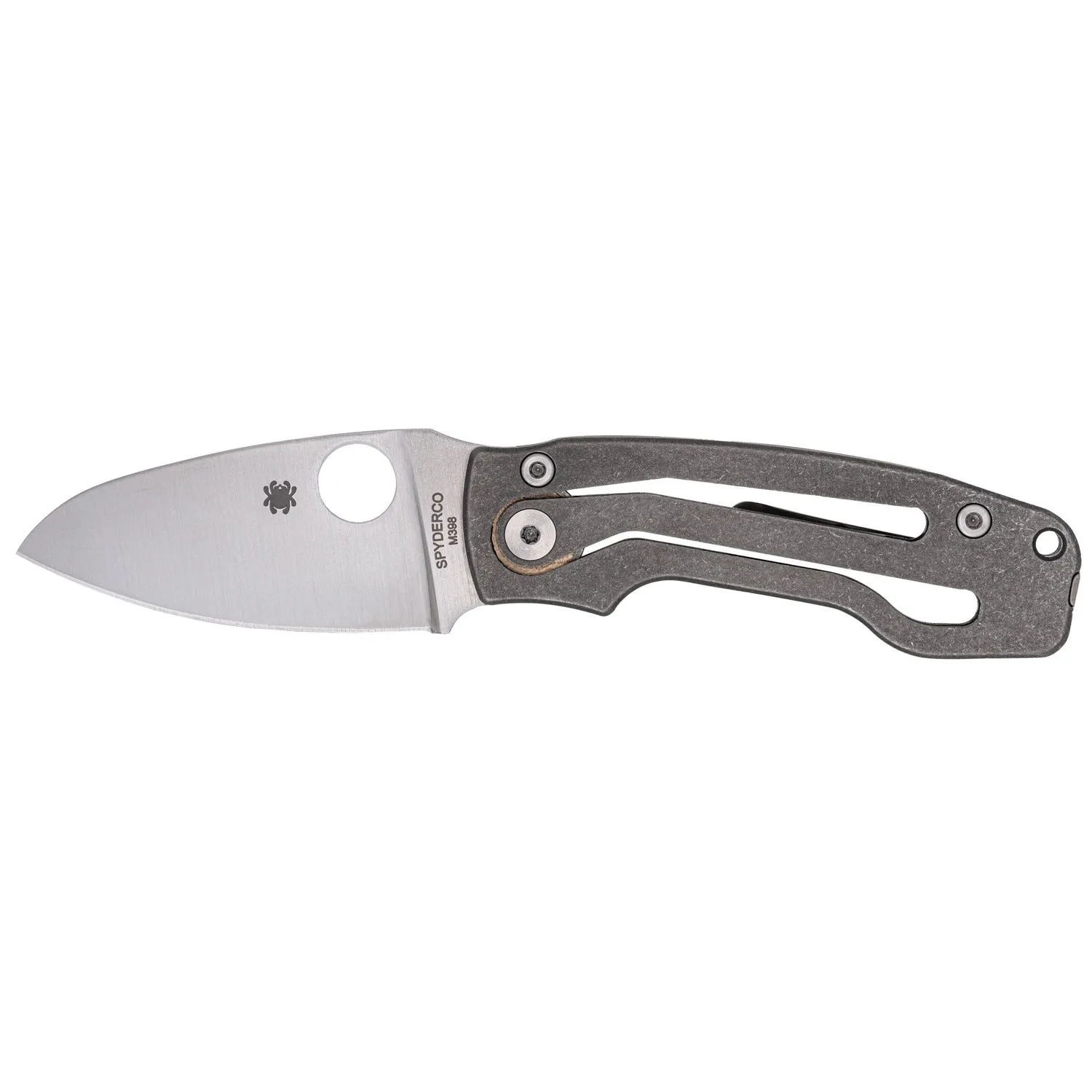 Spyderco PITS 2 SLIPIT Gray Silver / Titanium 2.74 Drop Point Blade