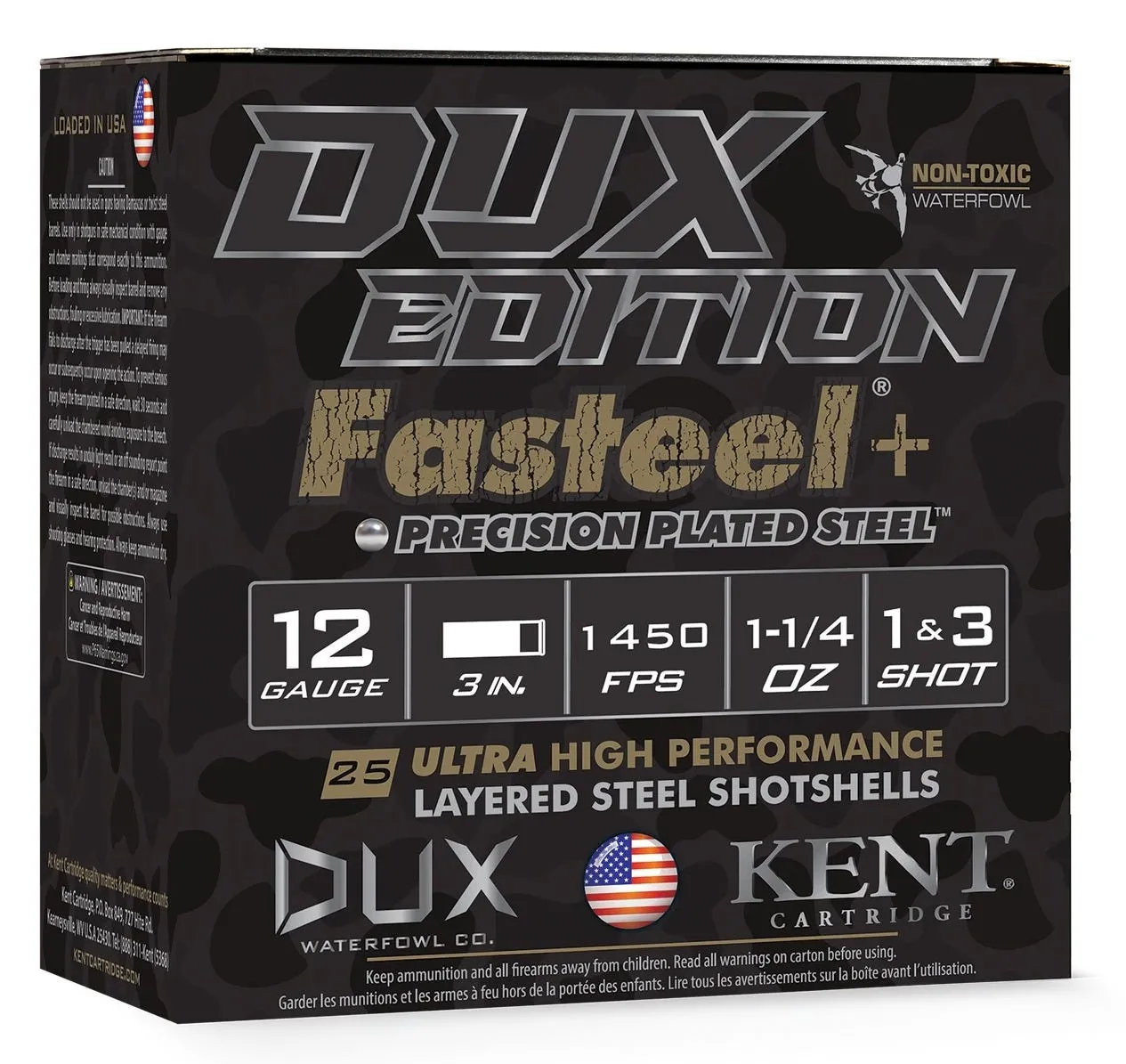 Kent Shotgun Ammunition Cartridge 12 GA-3 #1/3 Steel Shot 1-1/4 oz 100-Rounds