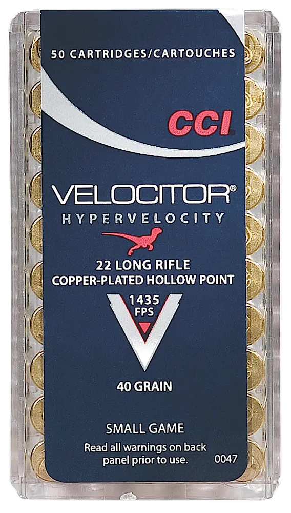 CCI Ammunition Velocitor Brass .22 LR 40-Grain 50-Rounds CPHP
