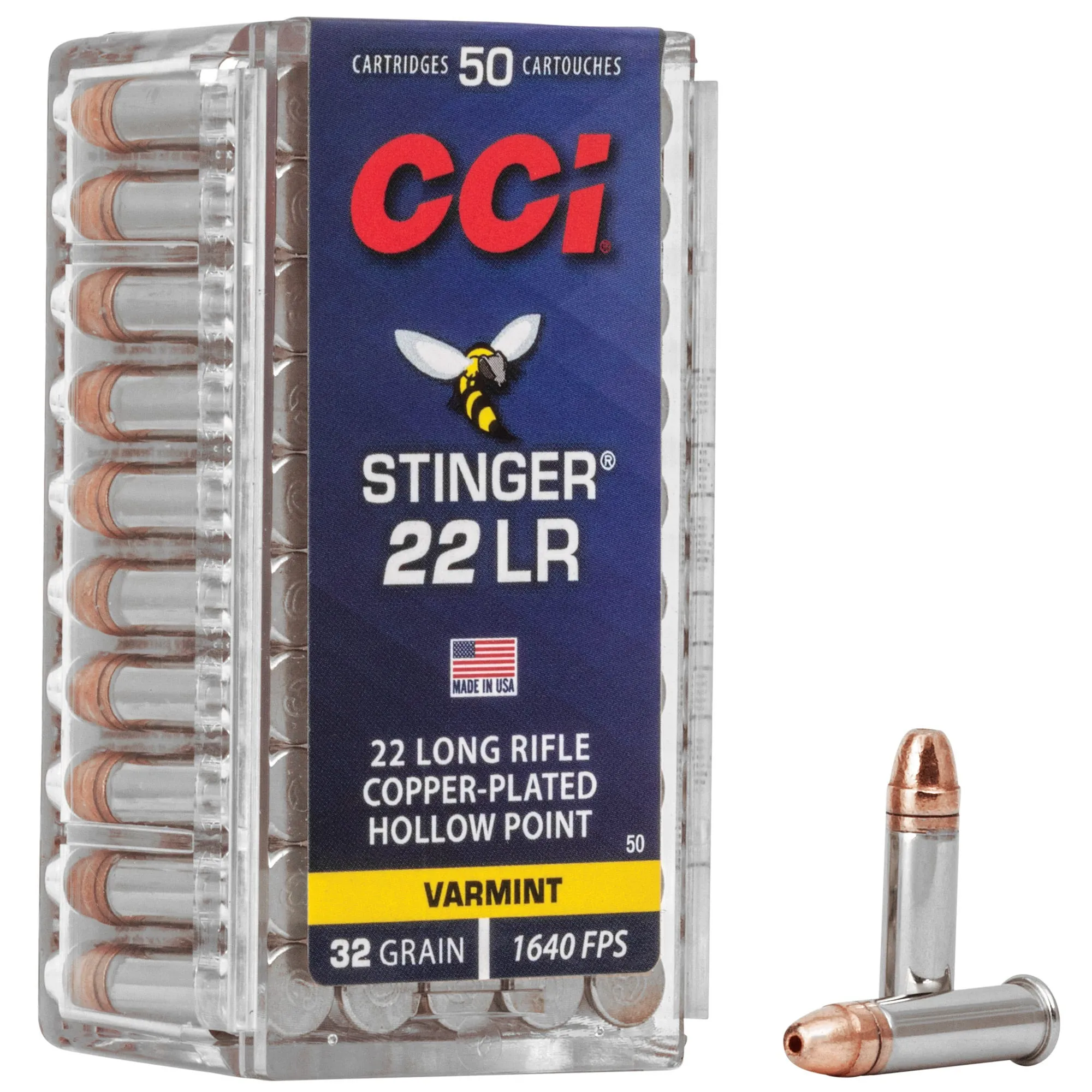 CCI Varmint Stinger Nickel Plated Brass .22 LR 32 Grain 50-Rounds CPHP