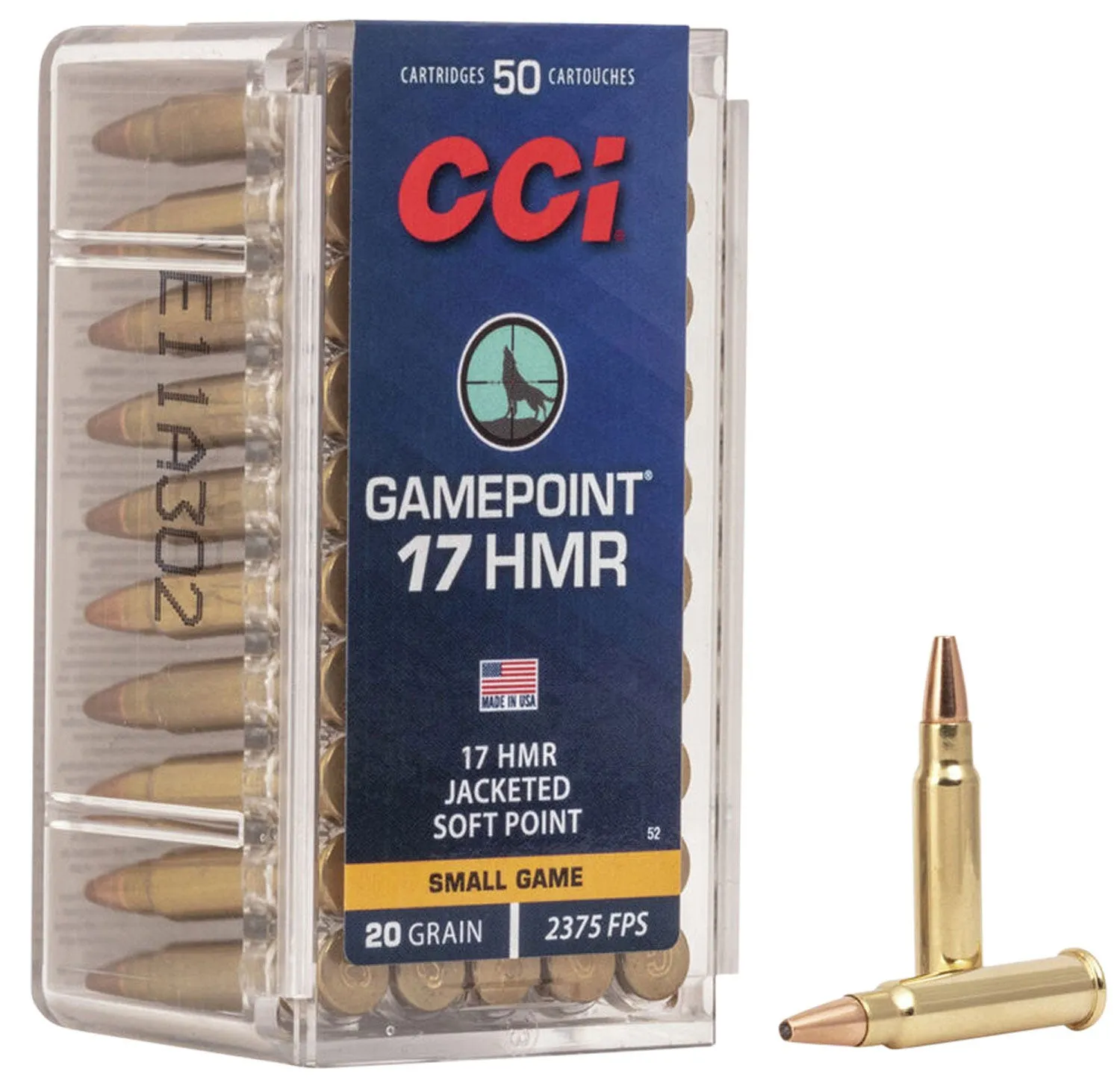 CCI Ammunition GamePoint Brass .17 HMR 20-Grain 50-Rounds JSP