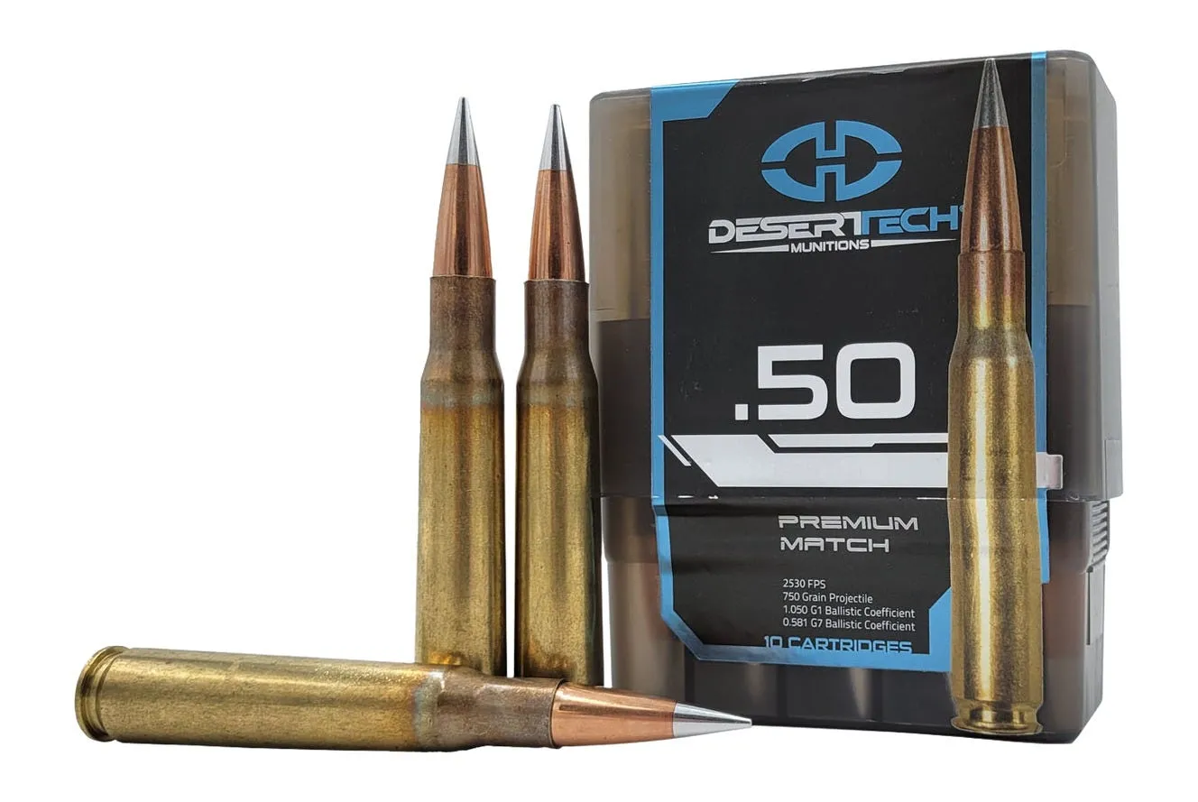 Desert Tech Premium Match .50 BMG 750 Grain 10-Rounds BTHP