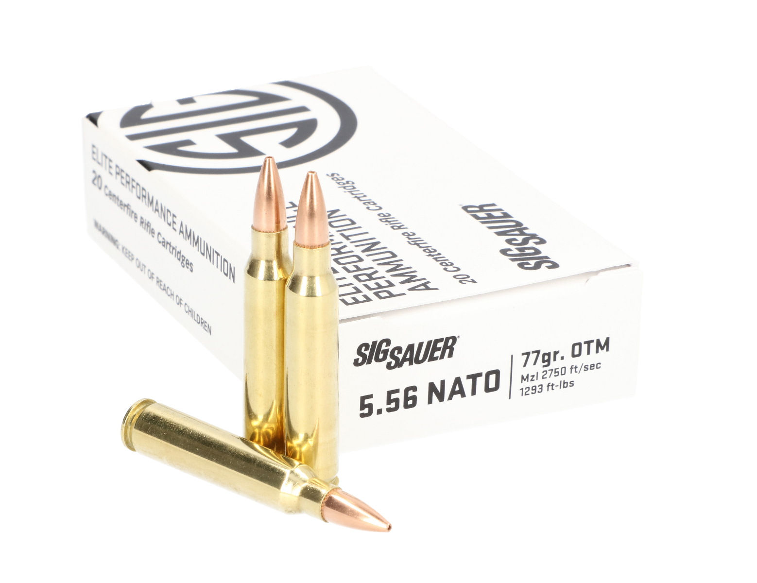 Sig Sauer Elite Match Grade Brass 5.56 NATO 77-Grain 20-Rounds OTM