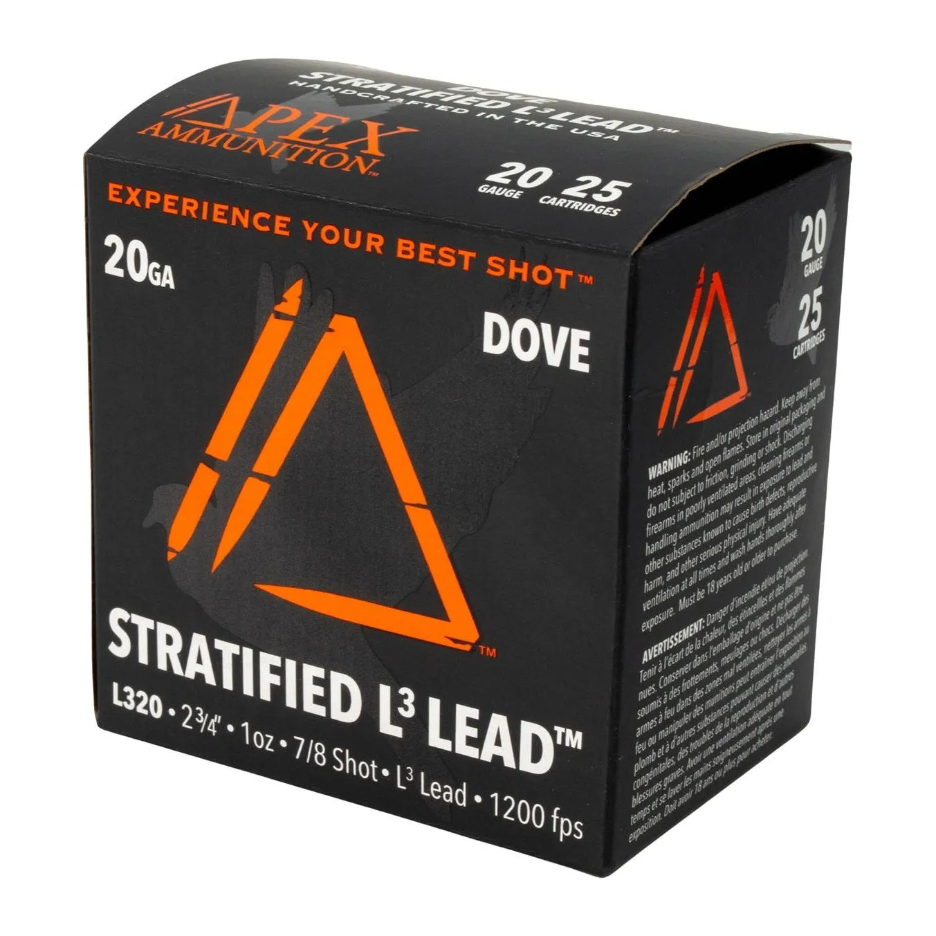 Apex Ammunition Dove Stratified 20 GA-2.75 #7 and #8 Shot 1 oz 25-Rounds