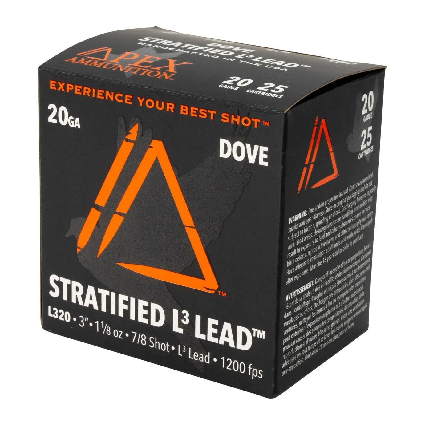 Apex Ammunition Dove Stratified 20 GA-3 #7 and #8 Shot 1-1/8 oz 25-Rounds