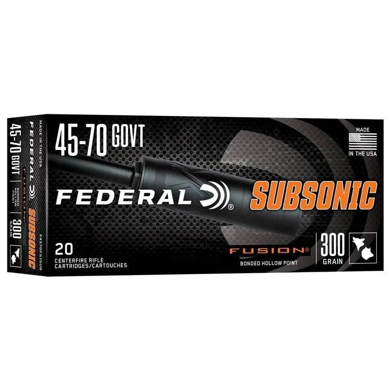 Federal Fusion Subsonic .45-70 Govt 300 Grain 20-Rounds SP