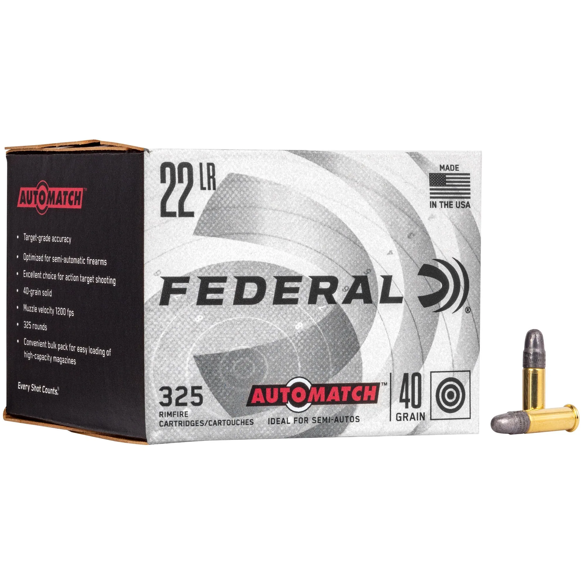Federal Champion Training Bulk Ammo Brass .22 LR 40-Grain 325-Rounds LRN