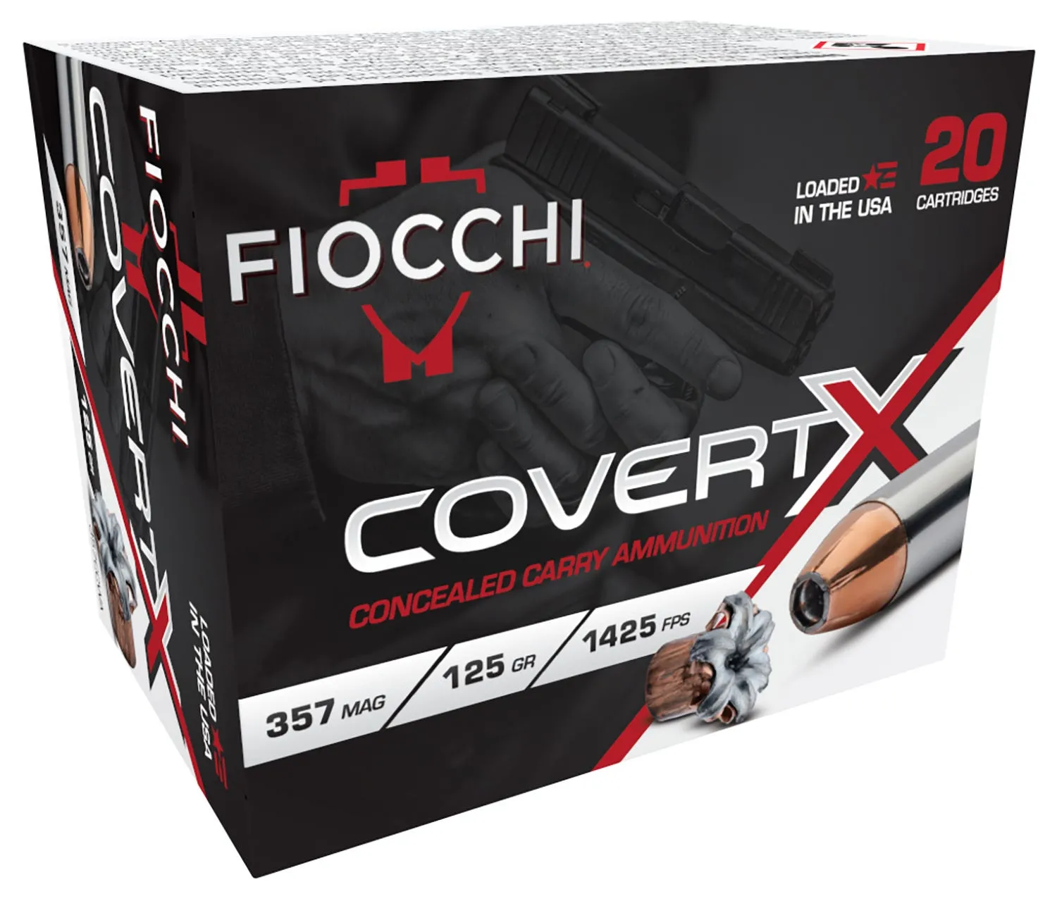 Fiocchi CovertX Nickel-Plated Brass .357 Mag 125 Grain 20-Rounds JHP